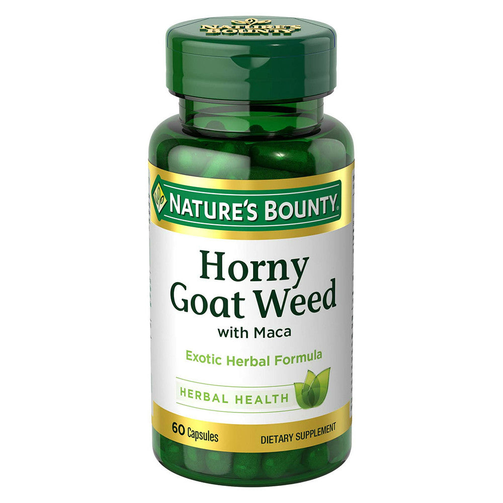 Natures Bounty Horny Goat Weed With Maca Herbal Supplement Capsules - 60 Ea